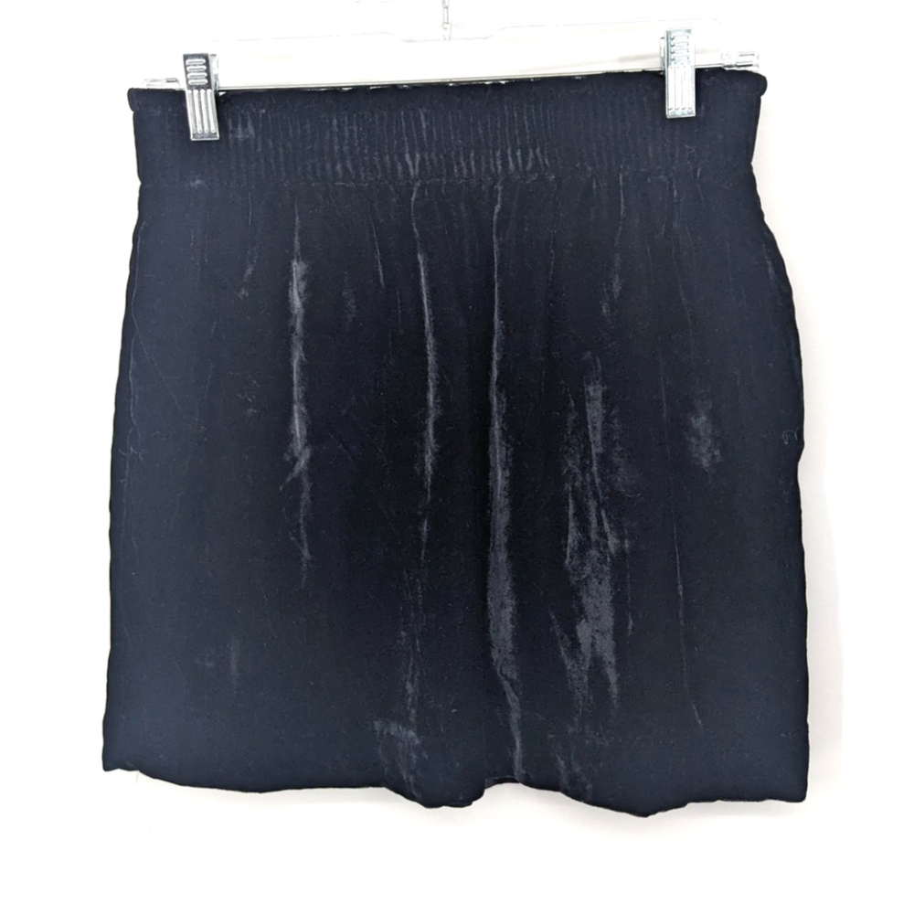 J.Crew Skirt Women 4 Black Velvet Pull-On Mini Elastic Waist Pockets Witchy Goth